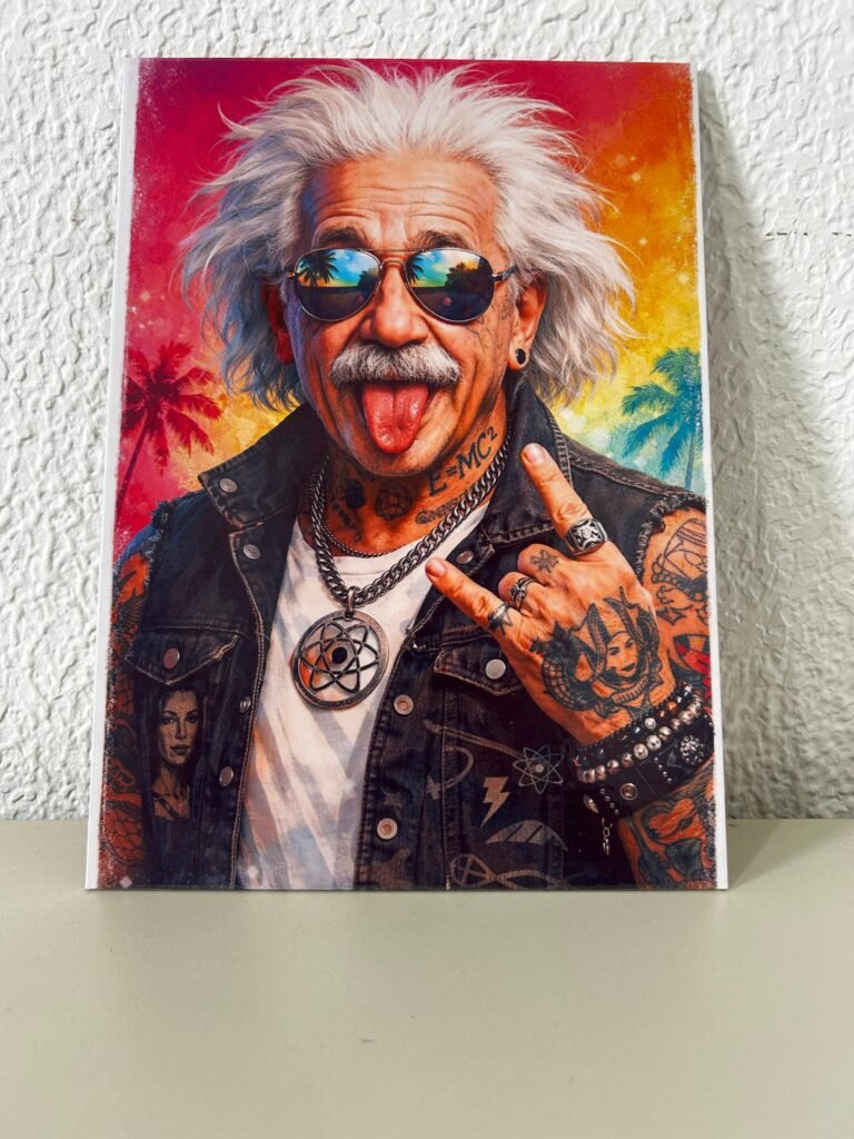 Quadro Decorativo Albert Einstein em MDF 20x28 cm - Arte Moderna para Escritório