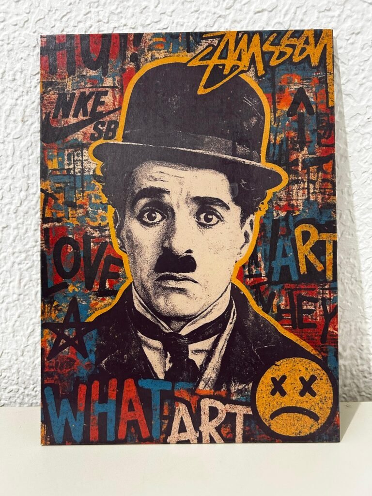 Quadro Decorativo Charlie Chaplin em MDF 20x28 cm - Arte Vintage para Sala e Escritório